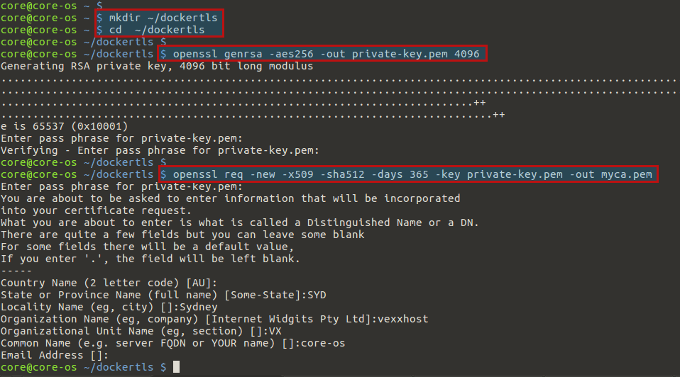 creating certificate