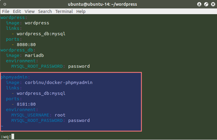 docker phpmyadmin access to mysql host