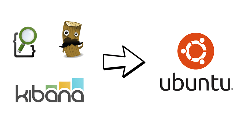 Kibana and magnifying glass logo pointing to ubuntu logo