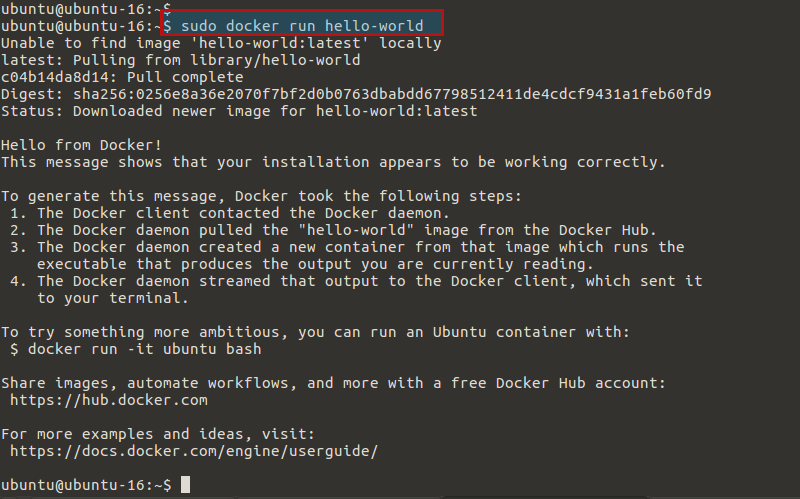 ubuntu docker run image